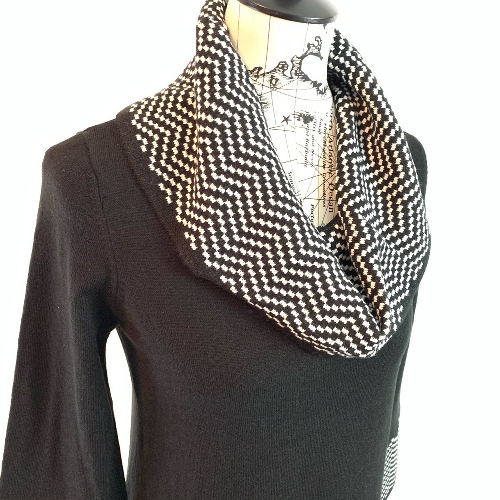 NWT Eliza J black chevron cowl shawl shift dress S - Picture 6 of 16